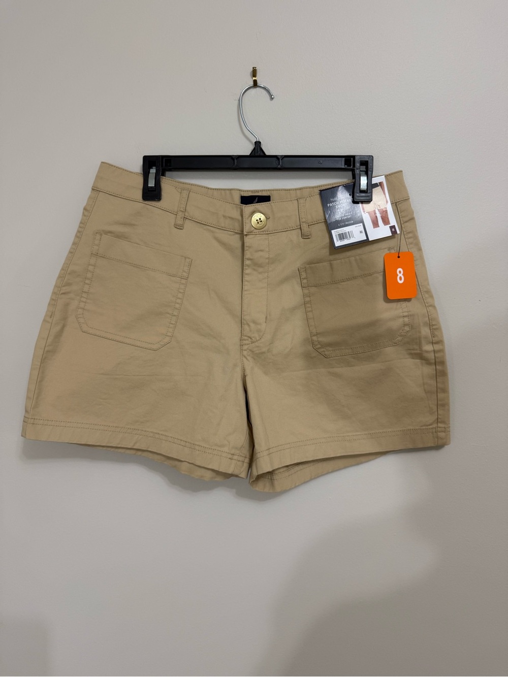 Nautica Women’s Size 8 Mid Rise Patch Pocket Stretch Shorts Cotton Soft/Comfort